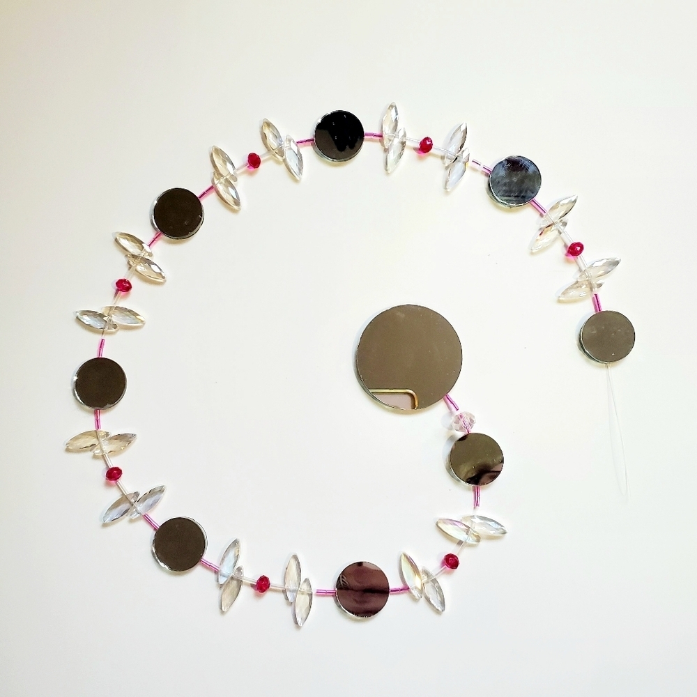 SUNCATCHER One-of-a-Kind Handcrafted Clear & Hot Pink Beaded Hanging Wall Décor